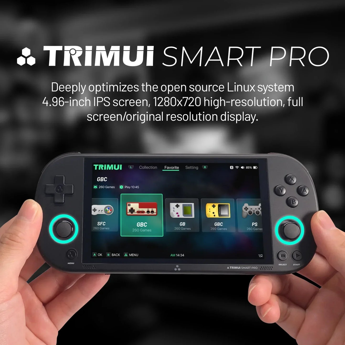 Smart Pro Handheld Game Console – Retro Gaming, RGB Display, 4.96" IPS Screen, 20,000+ Games