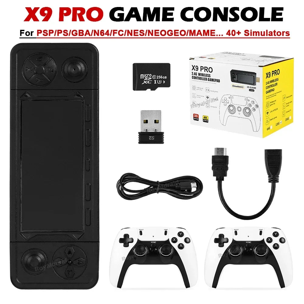 X9 Pro GameStick 4K Retro Console with 50+ Emulators & Dual Controllers