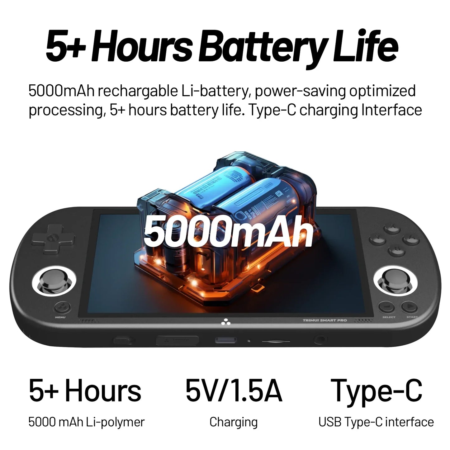 Smart Pro Handheld Game Console – Retro Gaming, RGB Display, 4.96" IPS Screen, 20,000+ Games