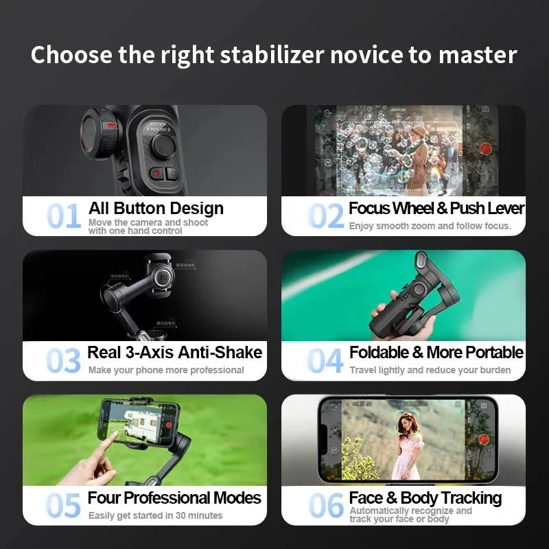 ⚡ Hurry! Sale ends soon ⚡SmartXE Pro Gimbal for Smartphone for iPhone Android AI Face Tracking TikTok Vlog