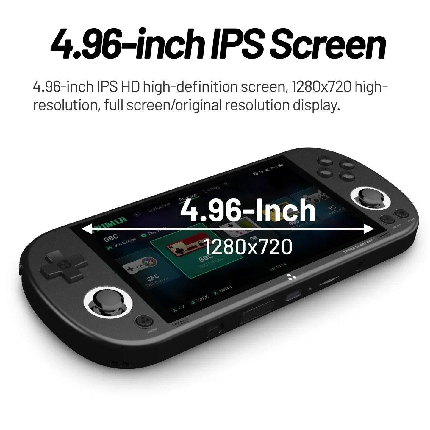 Smart Pro Handheld Game Console – Retro Gaming, RGB Display, 4.96" IPS Screen, 20,000+ Games