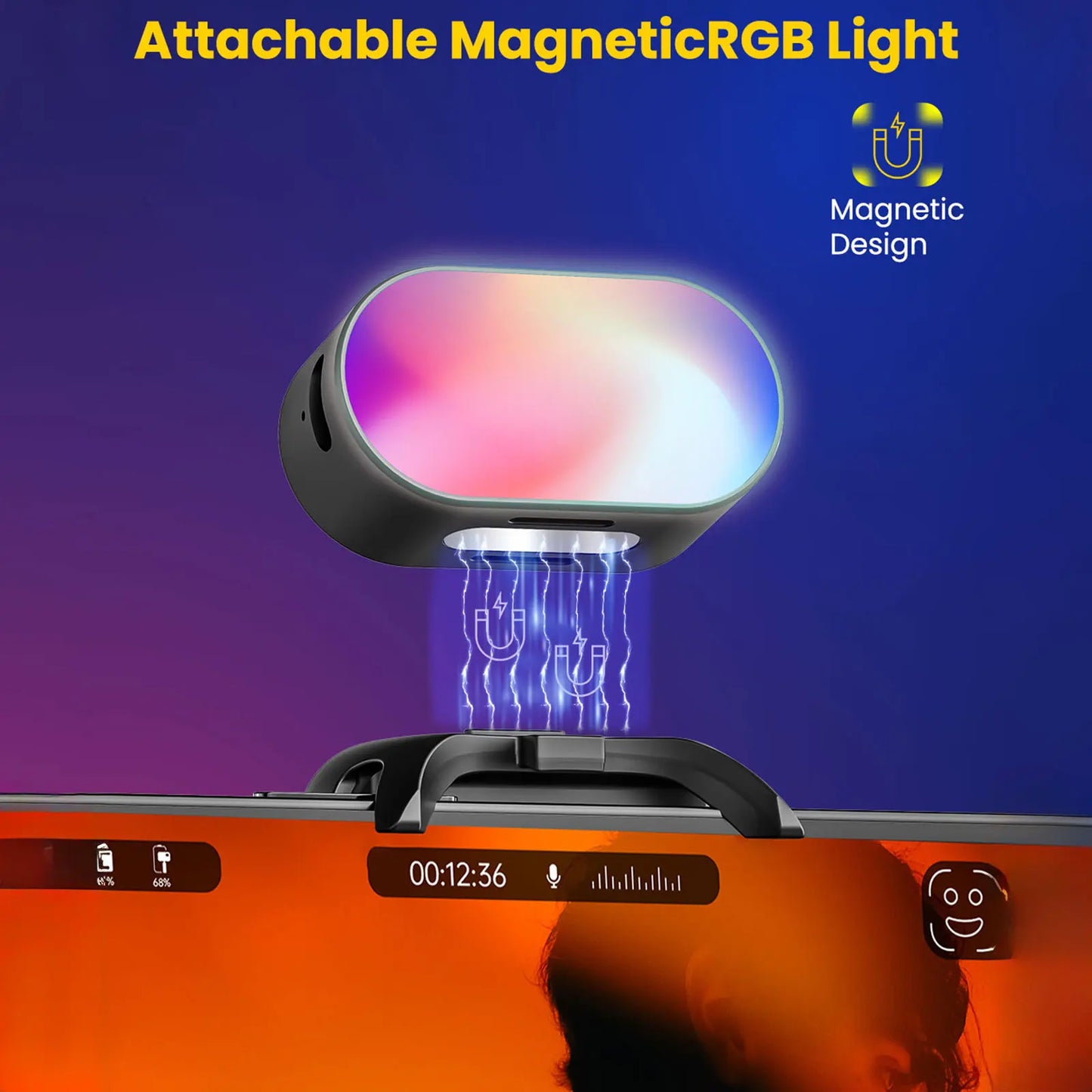Magnetic RGB fill light for a variety of 3-axis stabilizers