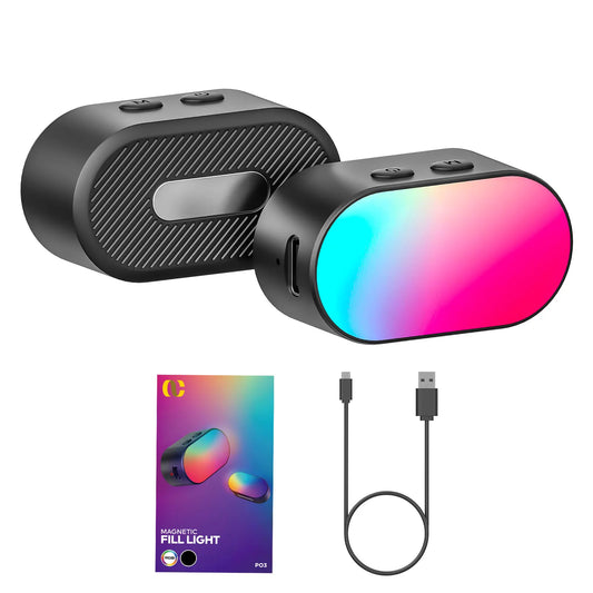 Magnetic RGB fill light for a variety of 3-axis stabilizers