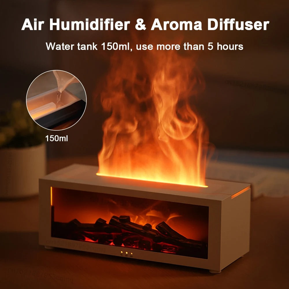 Air Humidifier Essential Oil Diffuser & LED Flame Light