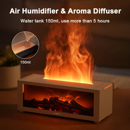 Air Humidifier Essential Oil Diffuser & LED Flame Light